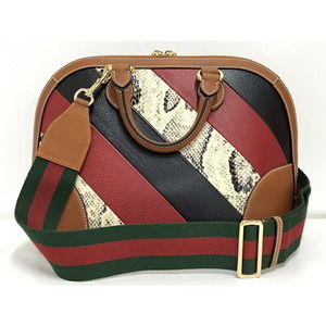 Gucci Bag Python Shoulder Leather Brown 2way